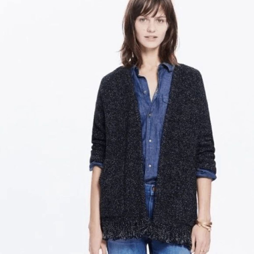 Madewell Momento Black Fringe Bottom Cardigan, XS‎